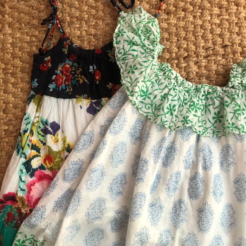 Set of Two: Yo Baby Lined All Cotton Boho Dresses. Size 4 and Size 5